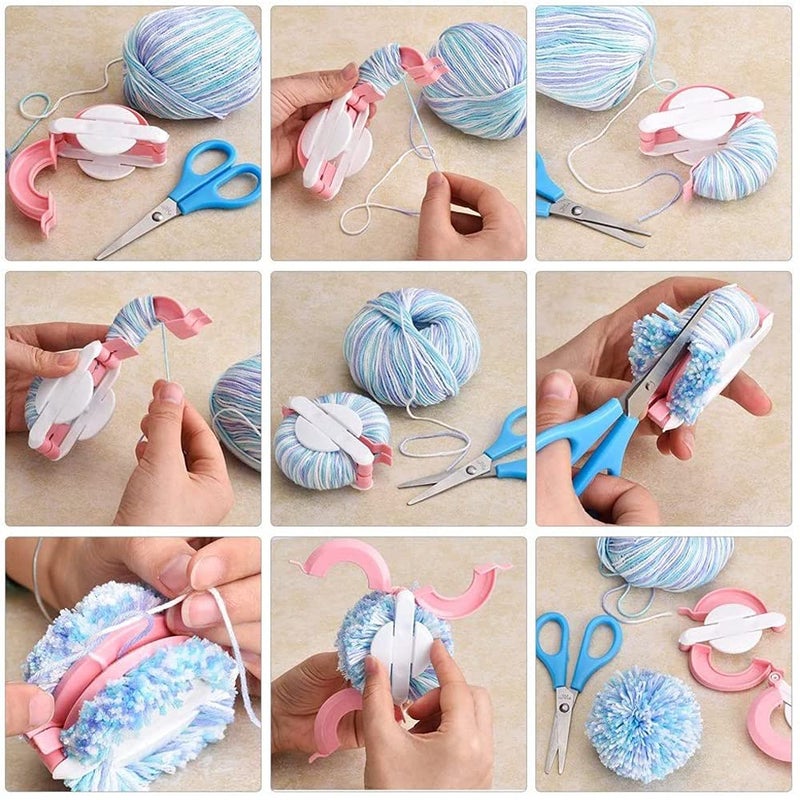 RRigo Pom Pom Maker, 4 Sizes Pompom Maker Tool Set for Fluff Ball Weave DIY Wool Yarn Knitting Craft Project for Adult - RRigo - Image 5